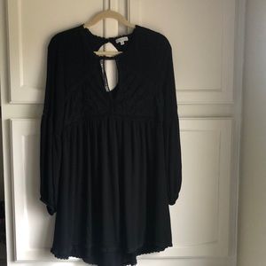 Black patrons of peace Hilow dress with lace detail